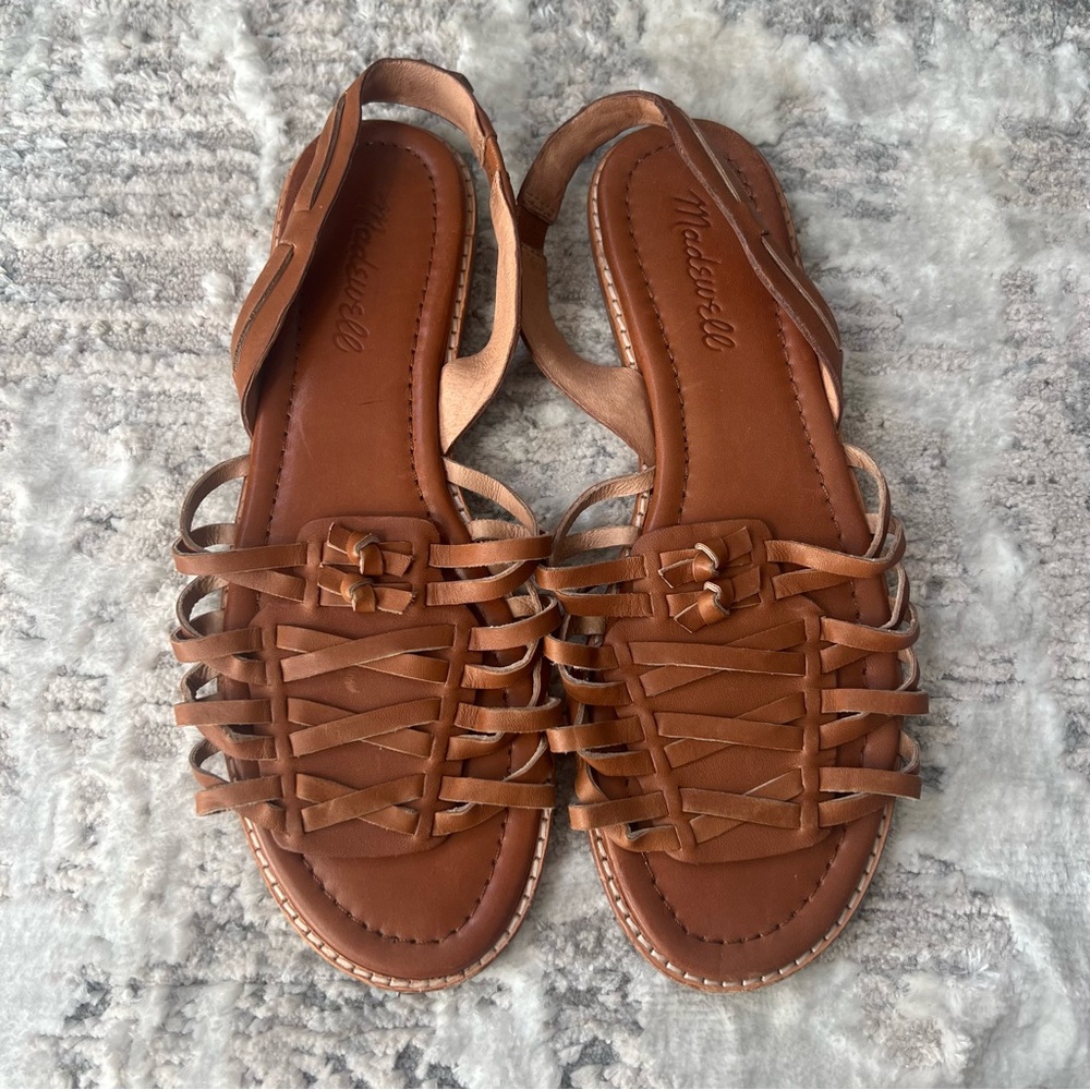 Madewell Brown Leather Sandals with Braided Straps